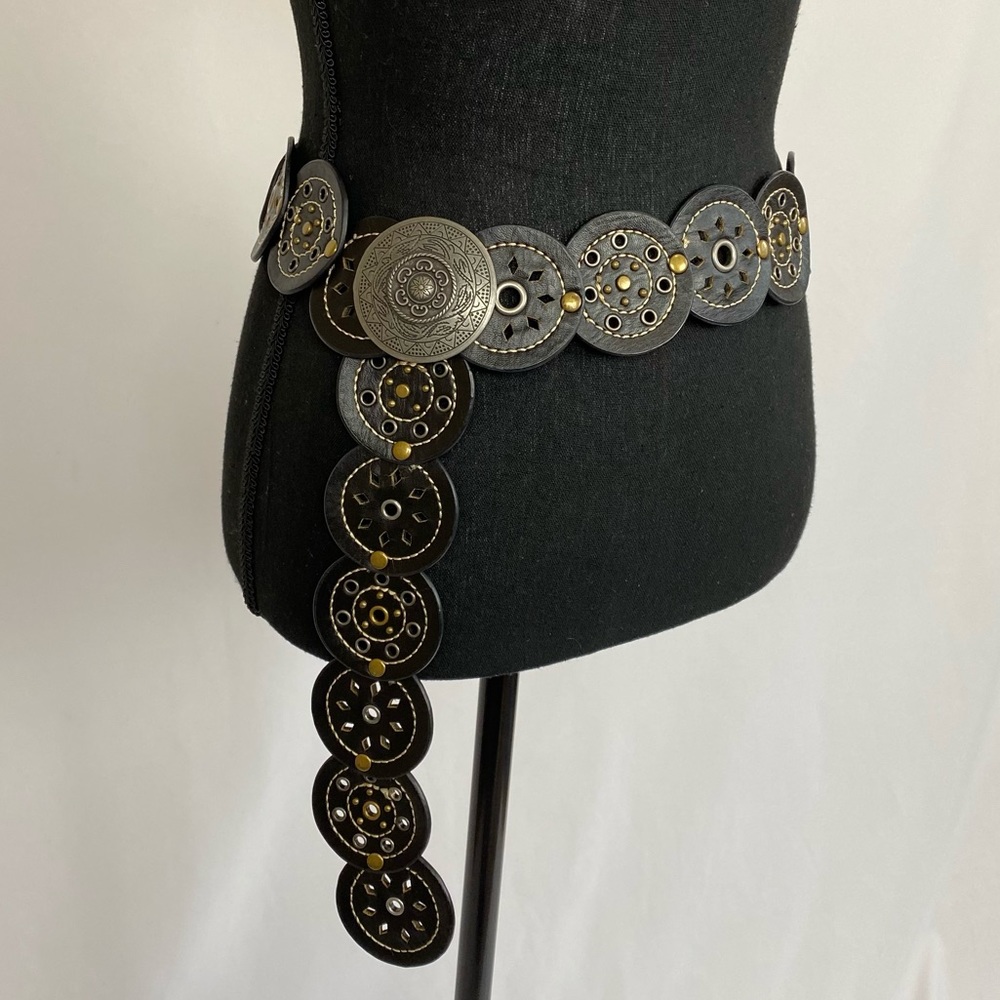 Boho circle cutout hip concho belt